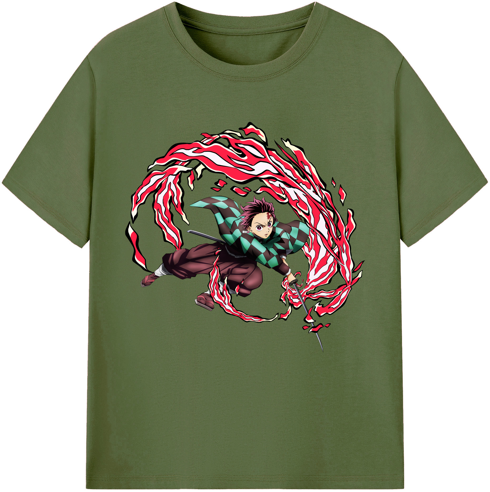 （画像用） 鬼滅の刃 竈門 炭治郎／かまど たんじろう Kamado Tanjirou 綿100％半袖Tシャツ（フロントプリント）